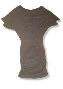 Bordeaux Small Grey Draped Top Skirt Side Cinched Ruched Dress Below Knee